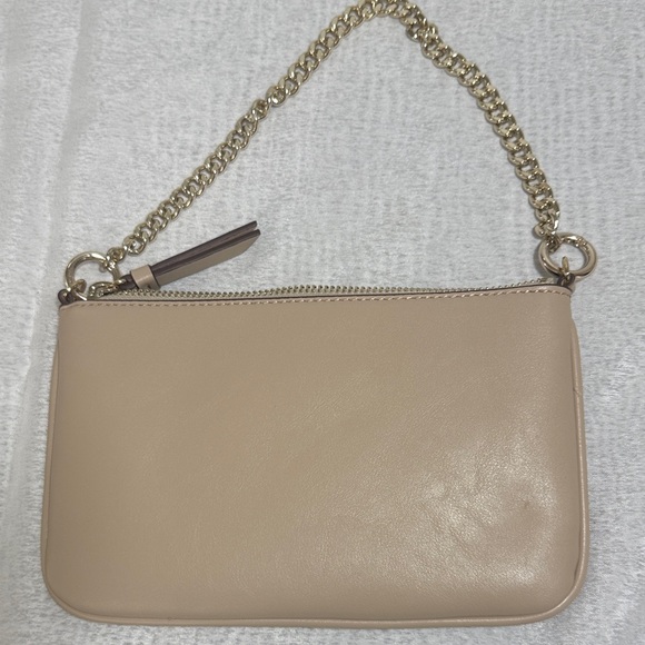 DKNY Beige Leather Clutch with Gold Chain - Picture 2 of 5
